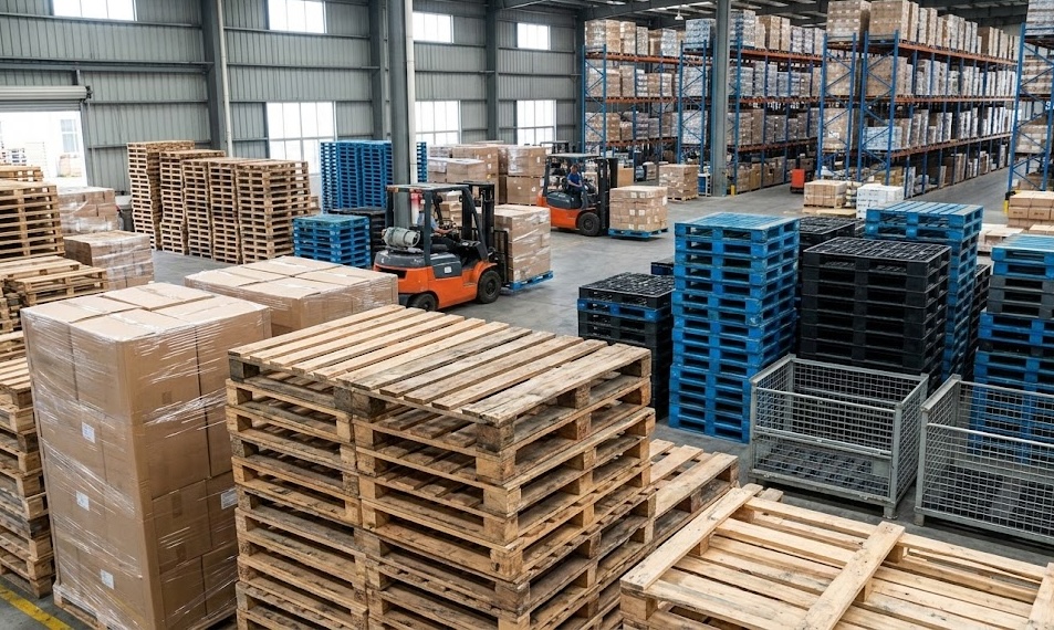 Sorting Yard — Incoming pallets staged for grading and inspection